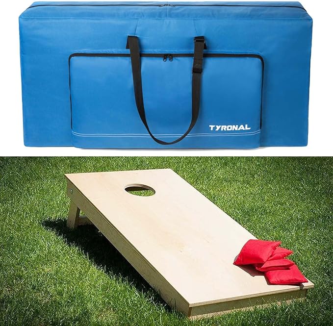 Cornhole Carrying Case Fits 4' x 2' Regulation Size Board, Cornhole Carrying Bag with Protective Padded Foam and One large pockets for Cornhole Outdoor Games, Only Bag. (Blue)