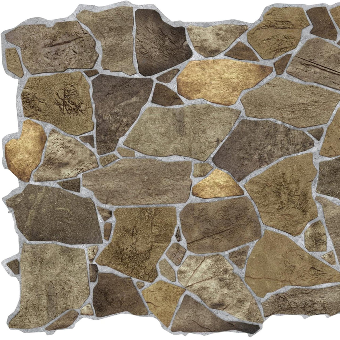 Dundee Deco 3D Wall Panels Faux Stone PVC Brown, 3.2 ft X 2.1 ft (98cm X 63cm), Pack of 5, Interior Design Wall Paneling Decor, Total Coverage 33.5 sq. ft. (3.1 sq. m)