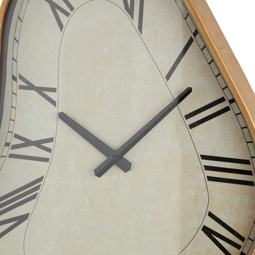 Deco 79 Metal Abstract Decorative Wall Clock Wavy for Home with Gold Frame and Black Accents, Hanging Clock 17" x 3" x 25", White