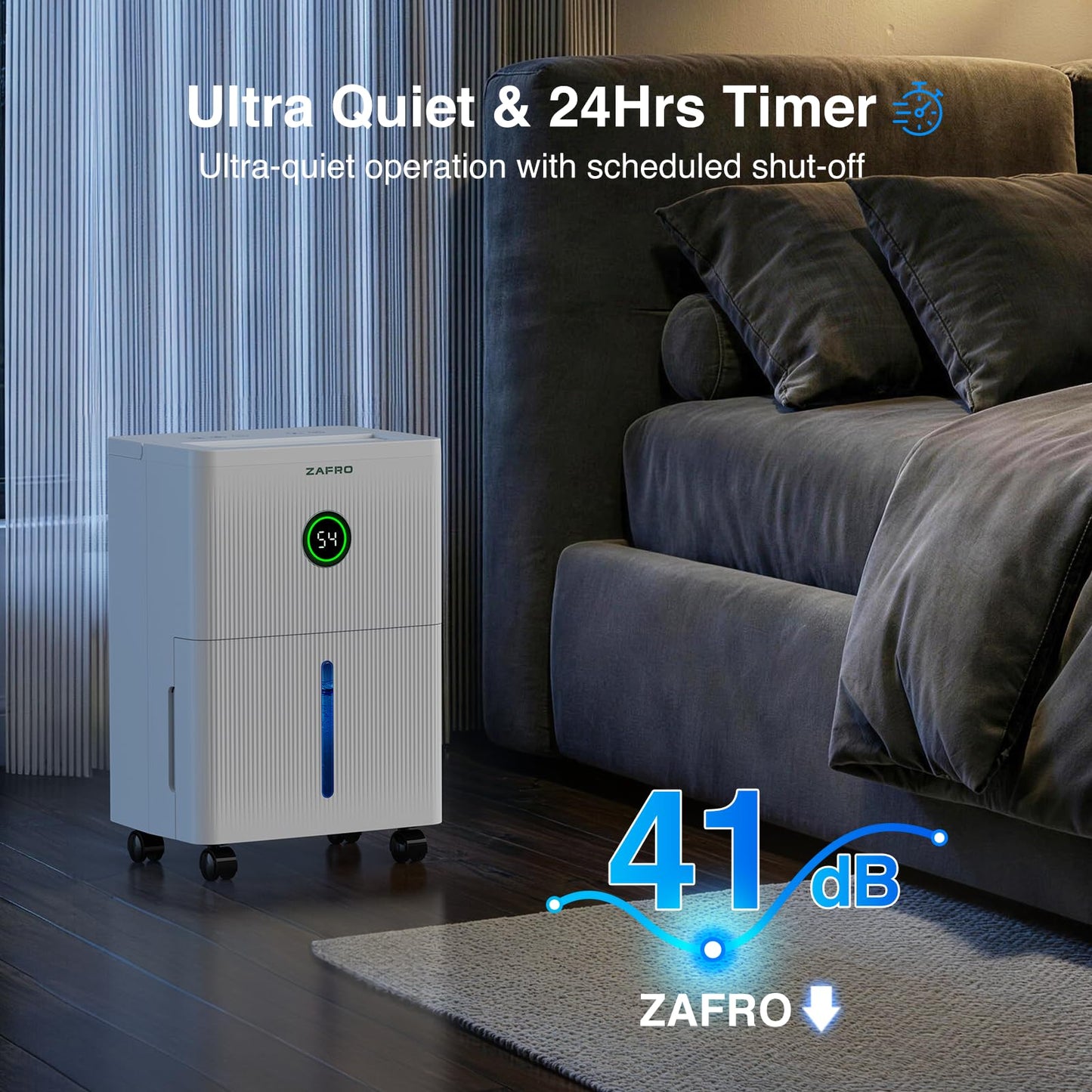 ZAFRO 1600 Sq.Ft Dehumidifiers for Home and Basement with Drain Hose, Ultra Quiet 41dB, Energy Saving Max 21 Pints Dehumidifier with Auto or Manual Drainage, Auto Defrost, Three Modes, Dry Clothes