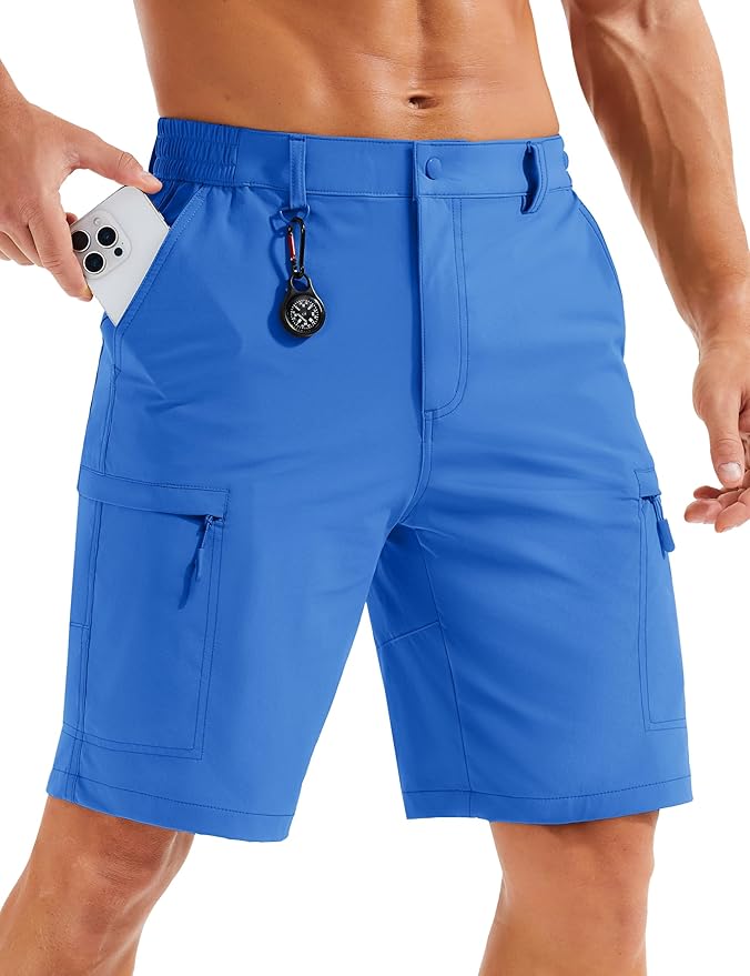 MAGCOMSEN Men's Hiking Cargo Shorts Quick Dry Lightweight 9" Golf Shorts Summer Casual Work Outdoor with 5 Zipper Pockets