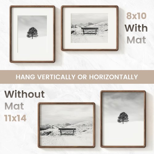 FLYJOE 11x14 Picture Frame, Natural Solid Walnut Wood Photo Frame with HD Tempered Glass, Rounded Corner Wooden Frame 11 x 14 Matted to 8x10, Horizontal or Vertical Wall Mounting
