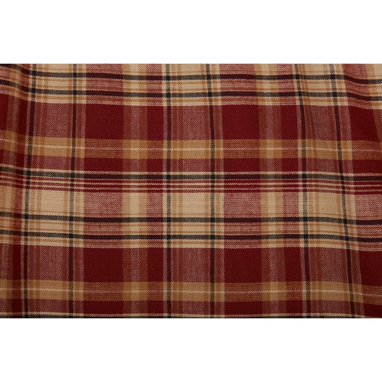 VHC Brands Beckham Plaid Cotton Rustic Split Corners Gathered Queen Bed Skirt, 60x80x16, Rust Red