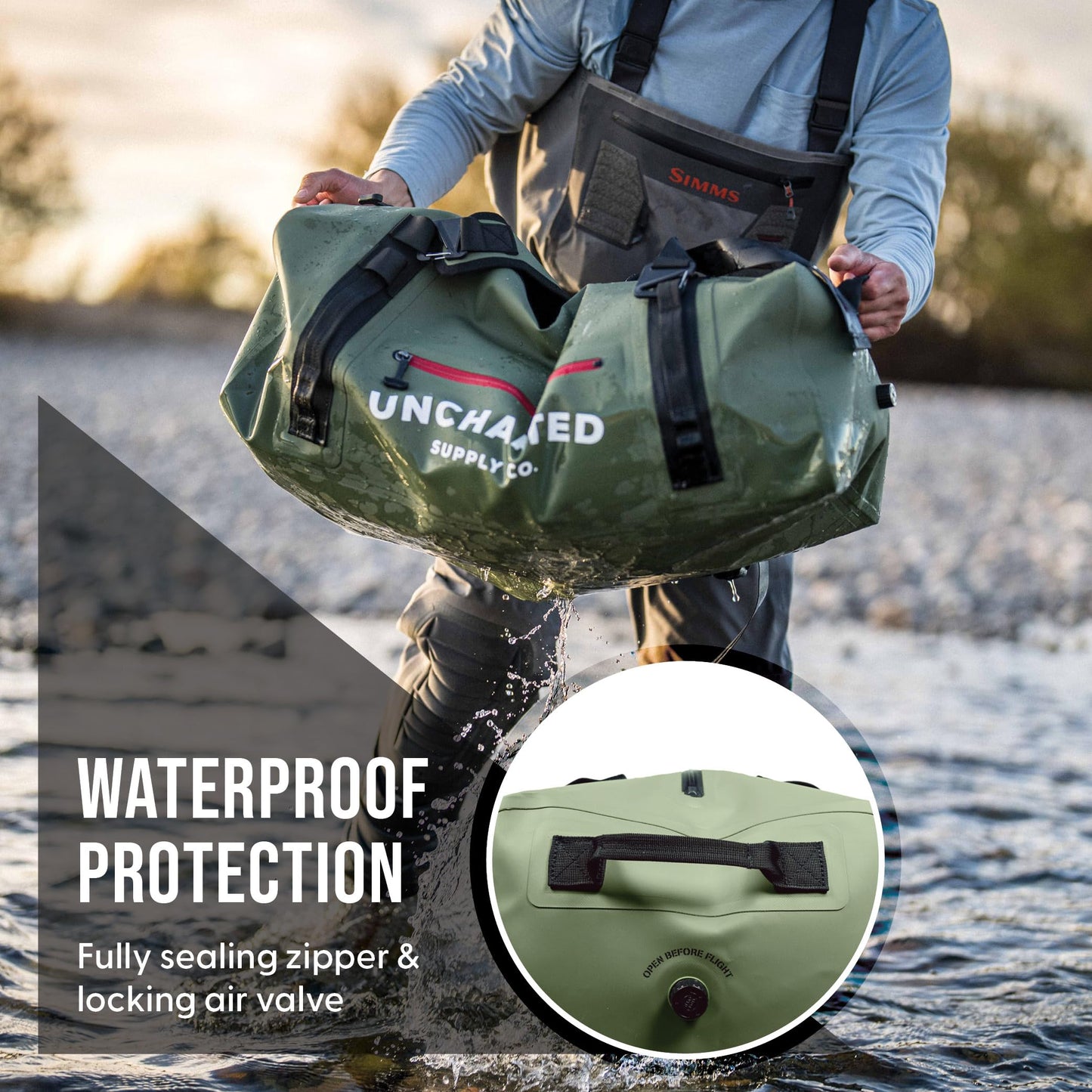 Uncharted Supply Co. The Vault Waterproof Duffel Bag - Airtight bag with Backpack Straps, Carry-On Size, Perfect for travel, boating, camping, recreation. (Gunmetal, 65L)