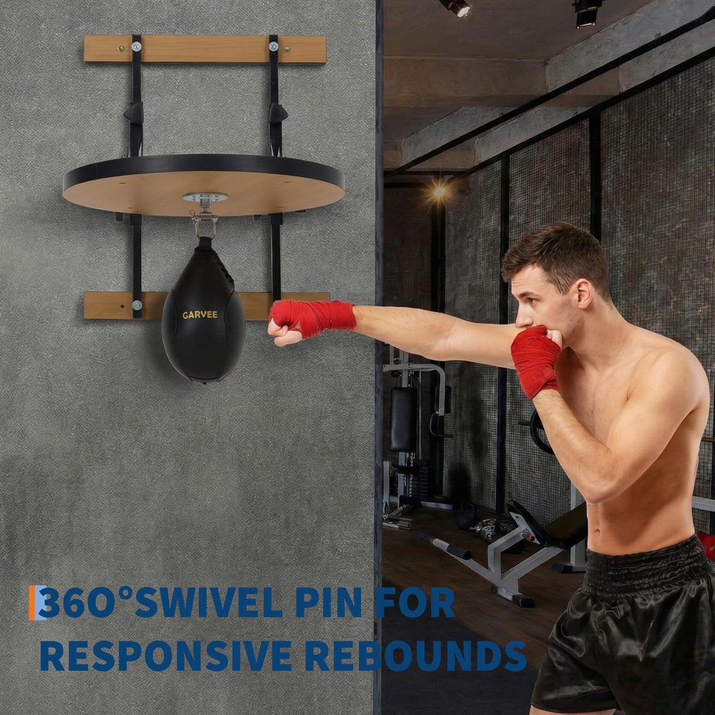 GarveeTech Speed Bag Platform for Boxing Punching Practice with 24 Inch Width Board,Height Adjustable Mount 360 Degree Swivel and Includes Speed Bag Air Pump