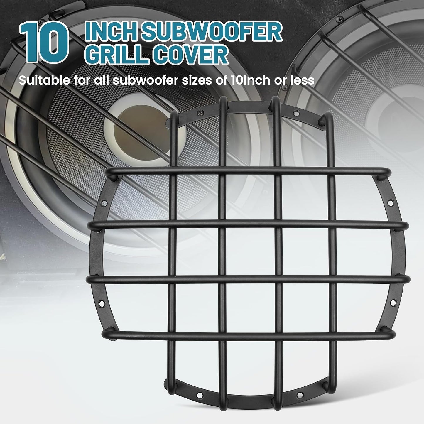 10 Inch 4 10 Inch 10 Inch 4 2PCS NuIth Metal Subwoofer Grill, bar Audio Speaker Grill Cover Protector, Black Car Bar