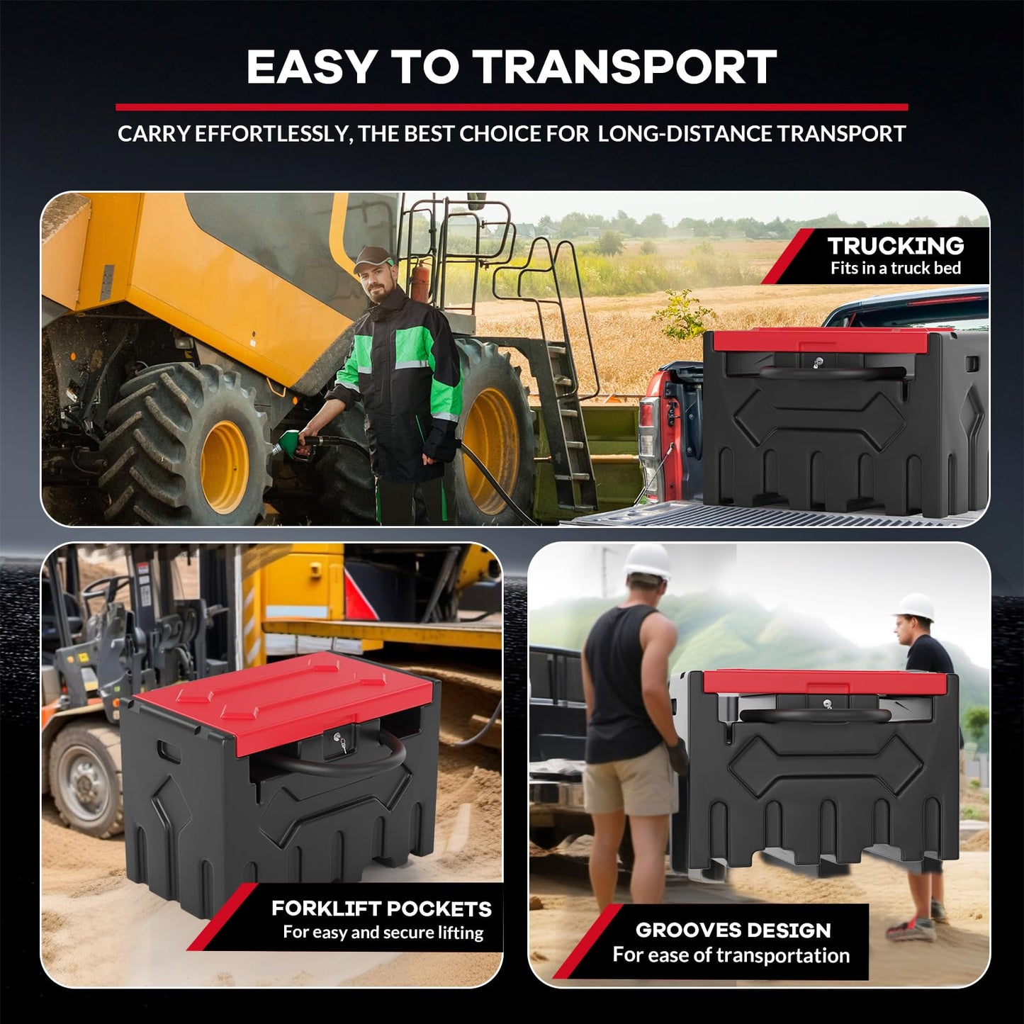 50 Gal Portable Diesel Transfer Tank with 12V Electric Pump, Fuel Tank with Auto Shut-Off Nozzle & 13ft Hose, Heavy Duty HDPE Fuel Storage for Truck, Farm & Generator Black