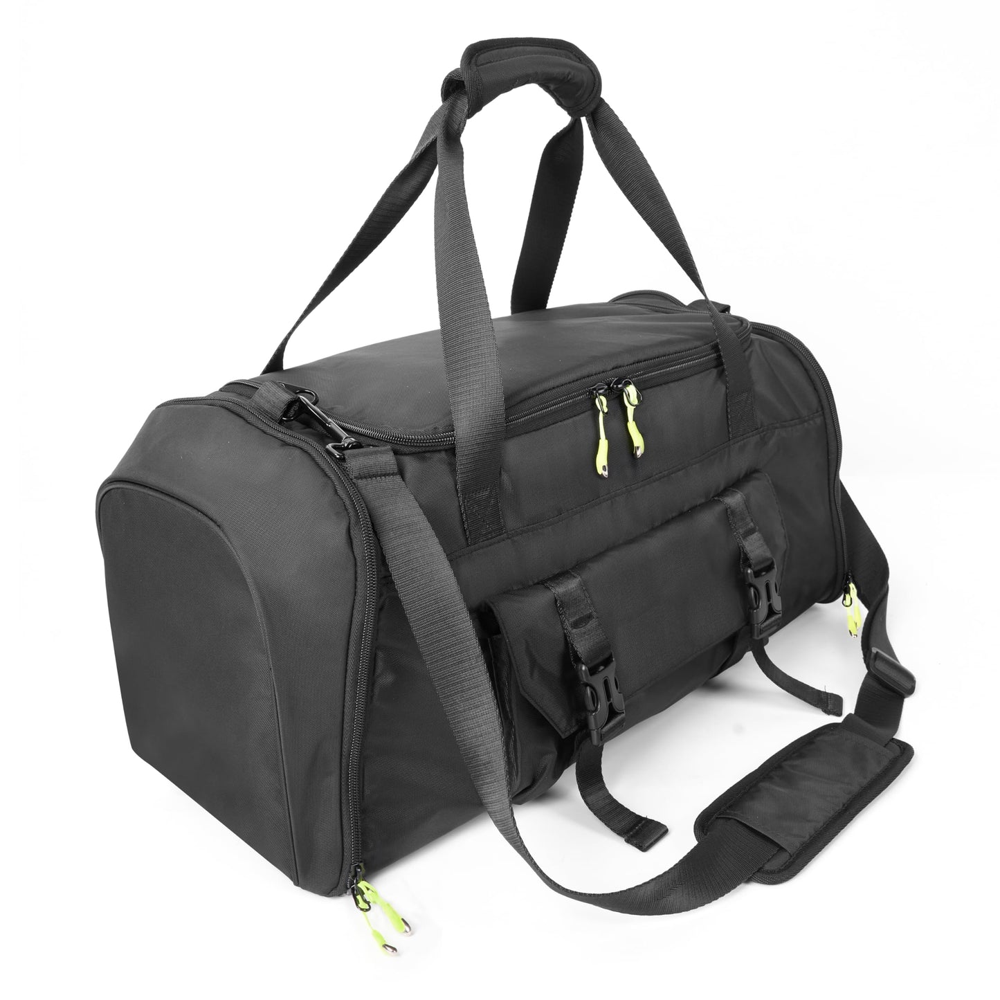 MOYSOON Small Gym Bag for Men & Women - Duffle Bag with Shoe Compartment, Multiple Pockets, Wet/Dry Compartment | Perfect for Travel, Fitness, Workout, Sports (Black)
