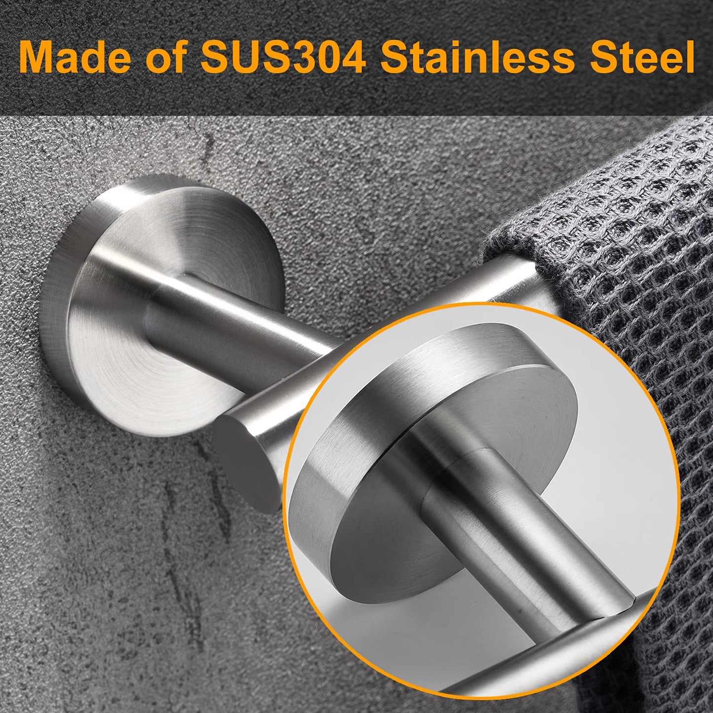 Nolimas Brushed Nickel Bath Towel Bar Single Bars Towel Rack Rod Classic Wall Mounted SUS304 Stainless Steel Bathroom Towel Holder Toilet Kitchen Towel Shelf Single Layer,24 inches