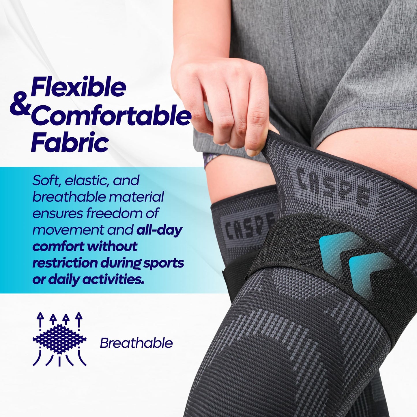 Caspe 2 Pack Leg Compression Sleeve With Strap, Full Length Thigh Knee Calf Support, Knee Compression Sleeve Women & Men, Full Leg Support for Light Recovery, Daily Wear (XX-Large)