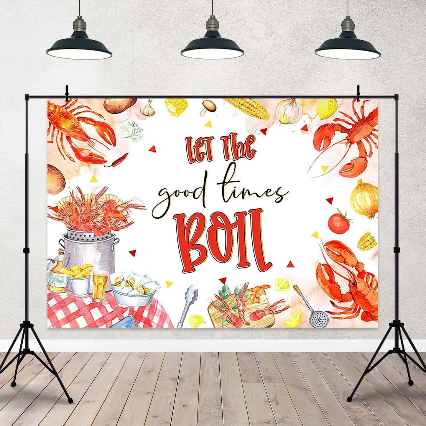 Joliaco (10x7ft) Crawfish Boil Theme Backdrop Seafood Boil Any Occasion Birthday Photography Background Let The Good