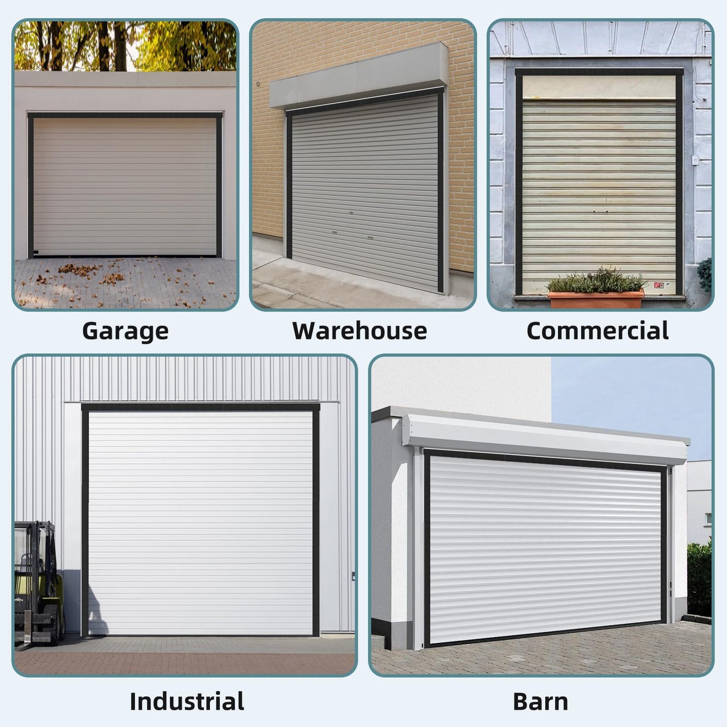 8 x 8 ft Garage Door Seal Kit, 3" Thickened Nylon Bristles with Aluminum Track, Heavy Duty Weather Roll Up Door Seal, for Commercial, Barn, Warehouse, Corrugated Doors, 2 Top & 4 Side Brushes
