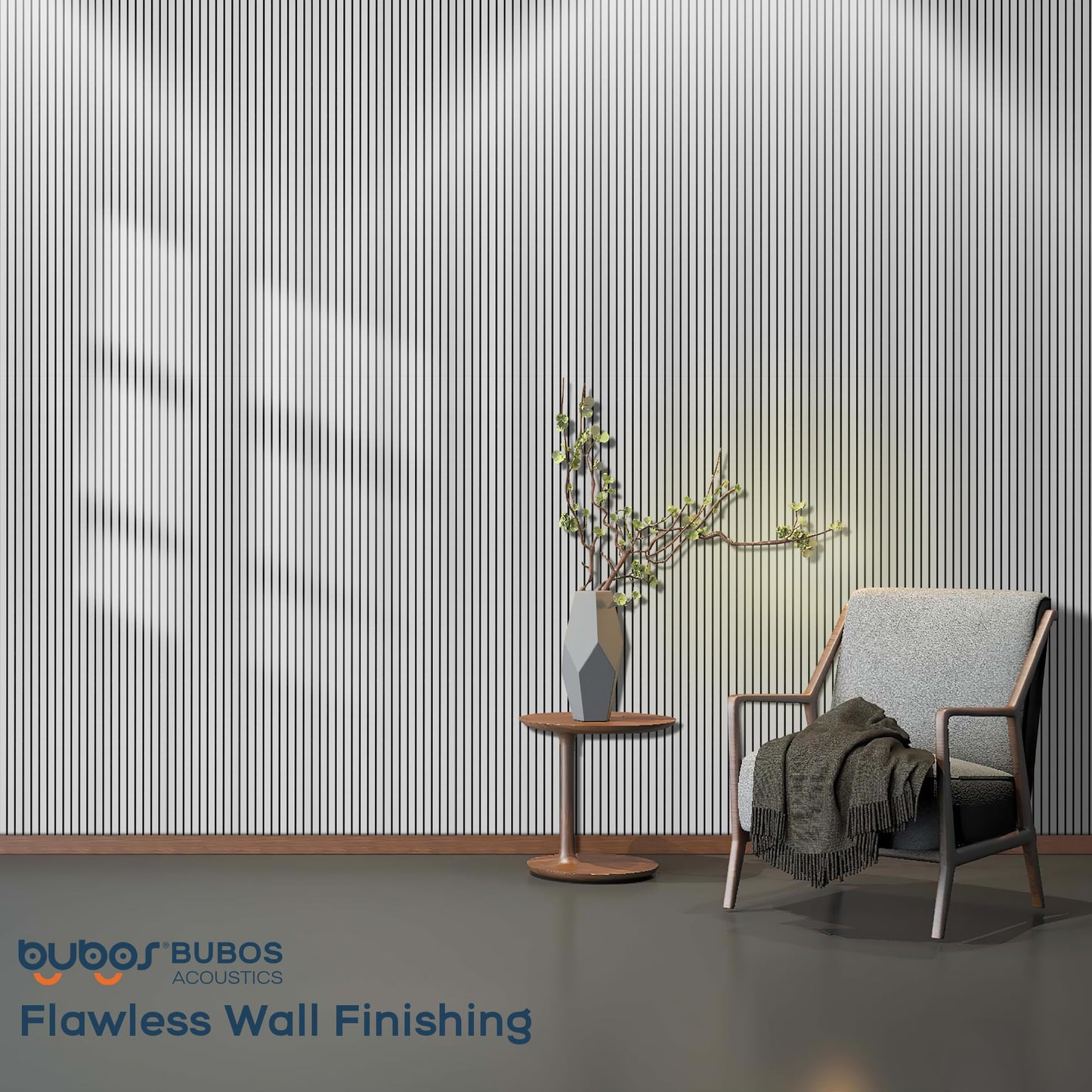 BUBOS 10 Pack Large Acoustic Panels, 48"X 12"X 0.4" Sound Proof Panels for Walls,Decorative Self-Adhesive Acoustical Wall Panels,3D Slat Sound Panels for Home Office Studio (White 01)