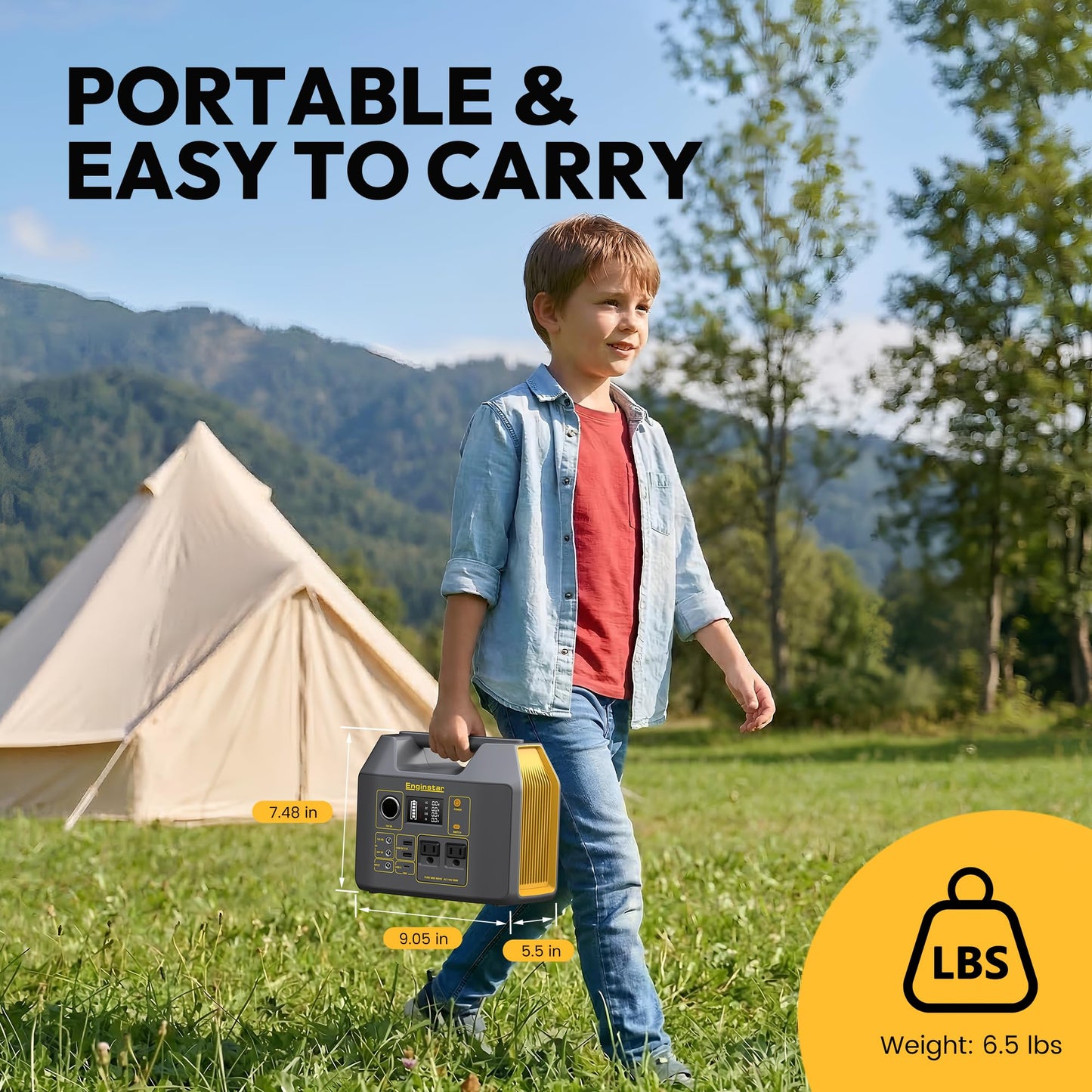 EnginStar Portable Power Station,300W Solar Generator, 110V 296Wh Power Bank Two Pure Sine Wave AC Outlet 80000mAh Lithium Battery Pack for Camping Outdoors Trip RV Hunting Vans Emergency Backup