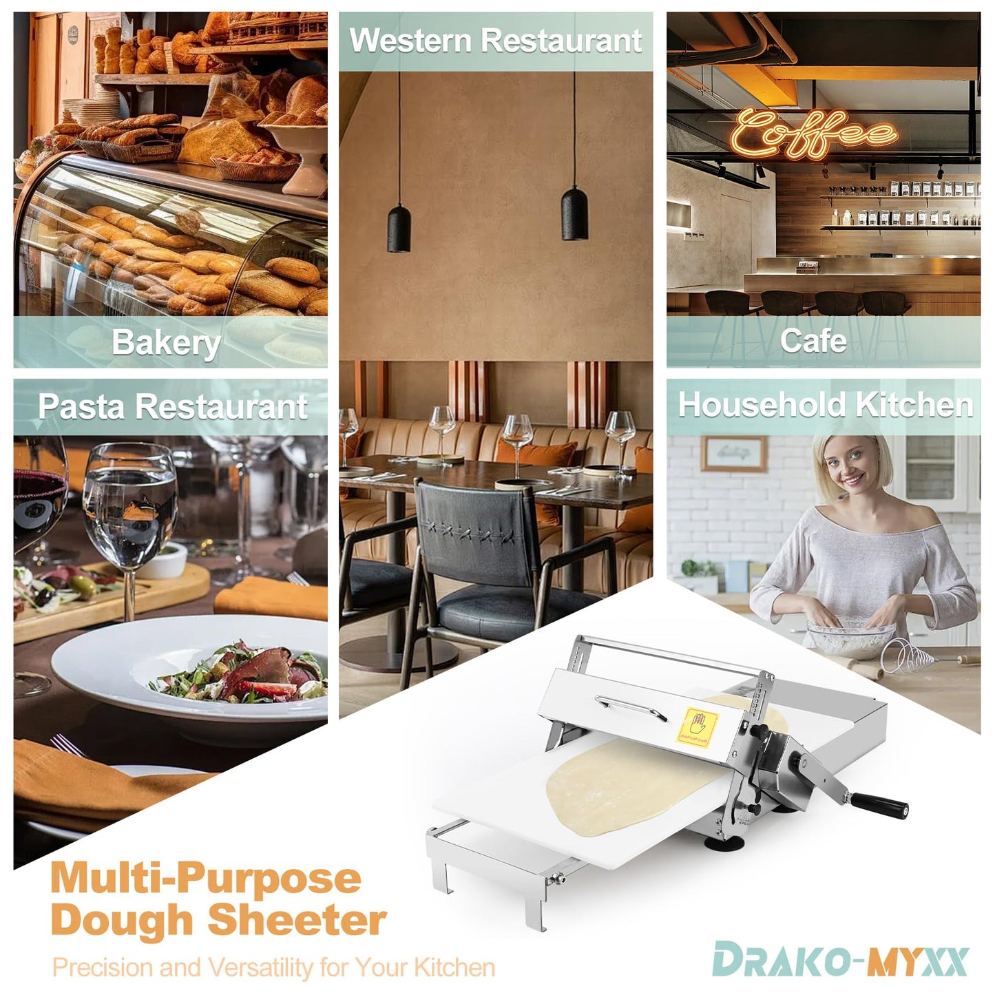 12" Folding Dough Sheeter, Includes 23.6" x 11.8" Sheeter Board, Dough Mat(23.6" x 15.8"), 2 Scrapers, 2 Pastry Brushs, Wool Brush, Manual Dough Roller with 55 Thickness Settings, Stainless Steel