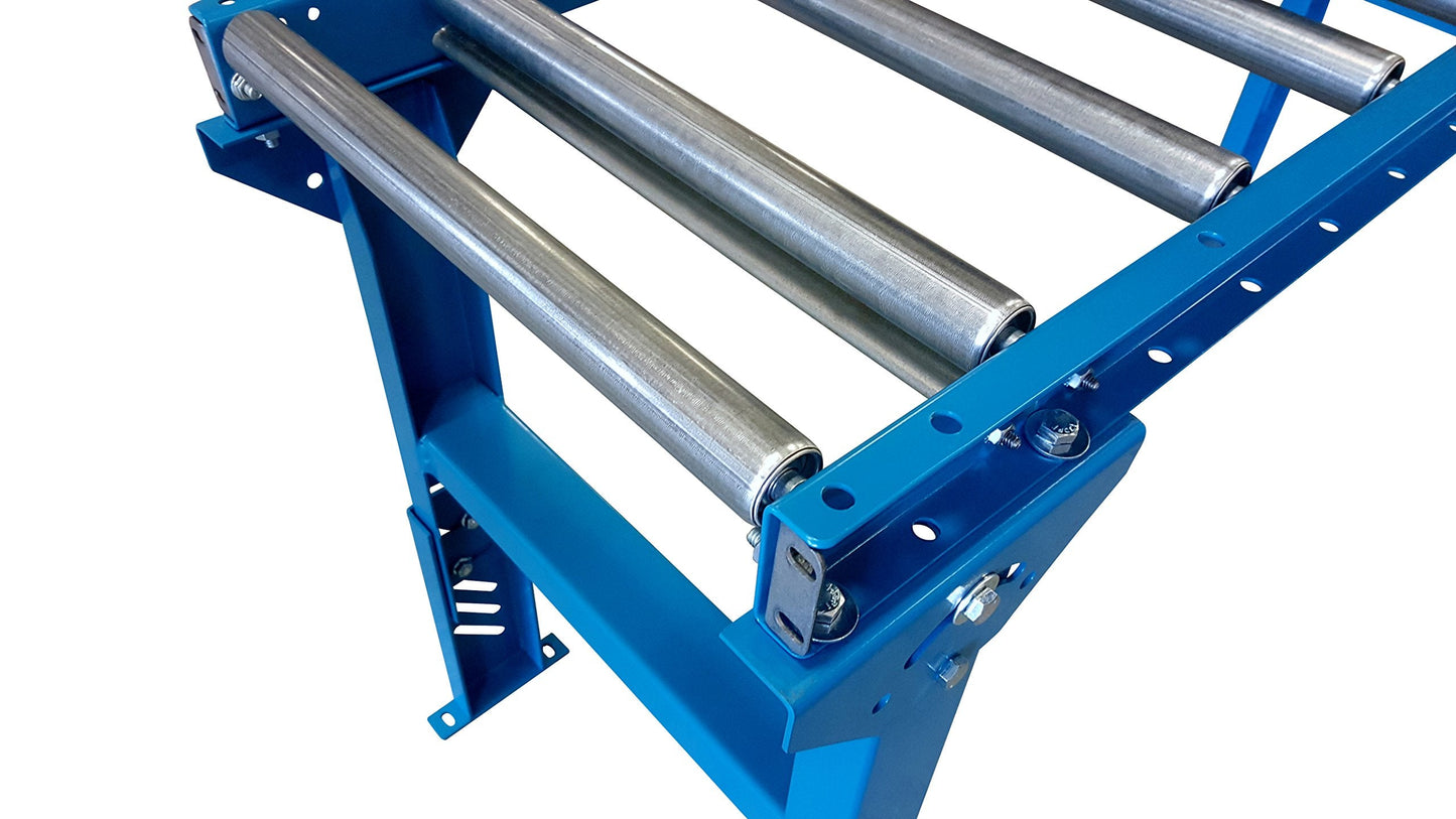Ultimation Gravity Conveyor Roller Table Set 18" Wide x 5' Long with 1.9" Steel Rollers, Outfeed Support System for Saw Stand, Workshop or Unload Station, Adjustable Legs, Material Handling