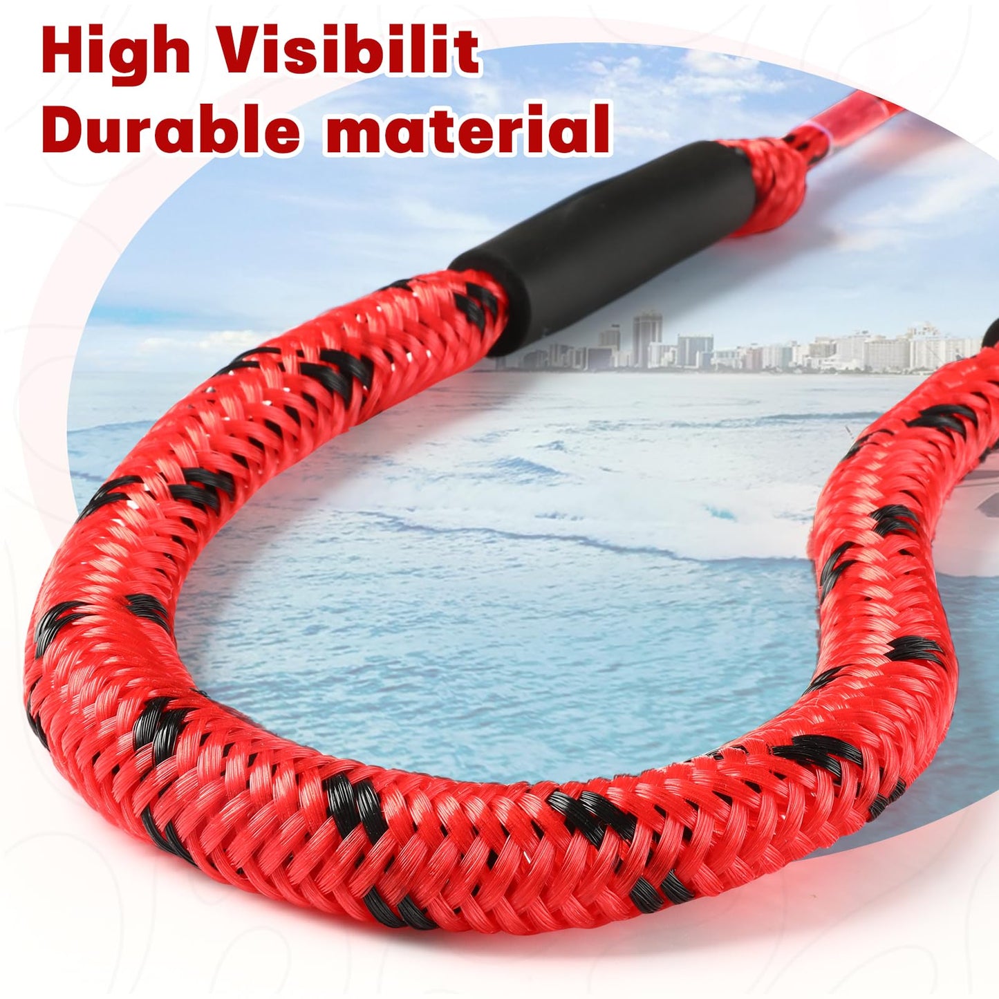 Bungee Dock Lines for Boats Boat Dock Lines Boat Ropes for Docking with Loop Shock Bungee Docking Rope for Boat Kayak Jet Ski Pontoon,Jon Boat,Bass Boat,Fishing Boat,Kayak 4 FT 4 Pack Red&Black