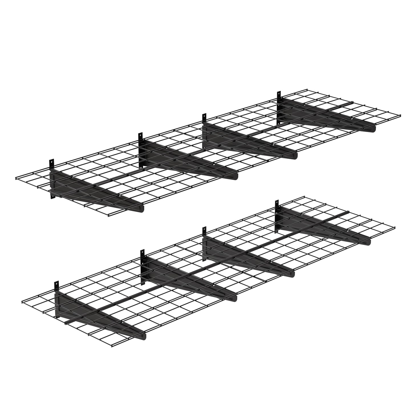 STORKING 2-Pack 2x6ft Garage Wall Shelving, 24"x72" Shelf Storage Rack Floating Shelves Wall Mounted, Heavy Duty Storage Shelves, 800lbs Load Capacity, with 16 Hooks for Garage Organization, Black