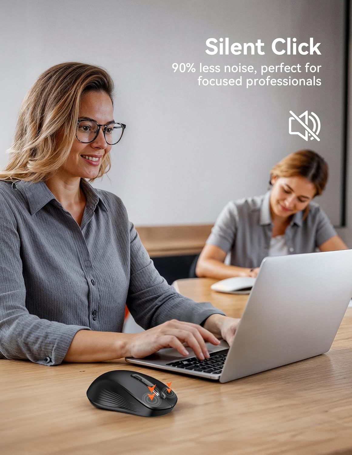 TECKNET BT1 BT2 4800 Bluetooth Mouse, [ USB + + ] Wireless Mouse for Laptop, Silent Click, Ergonomic Design, DPI