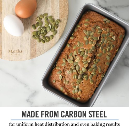 Martha Stewart Gallen 9-Inch Nonstick Carbon Steel Loaf Pan - Durable Bakeware for Bread, Meatloaf & Cakes