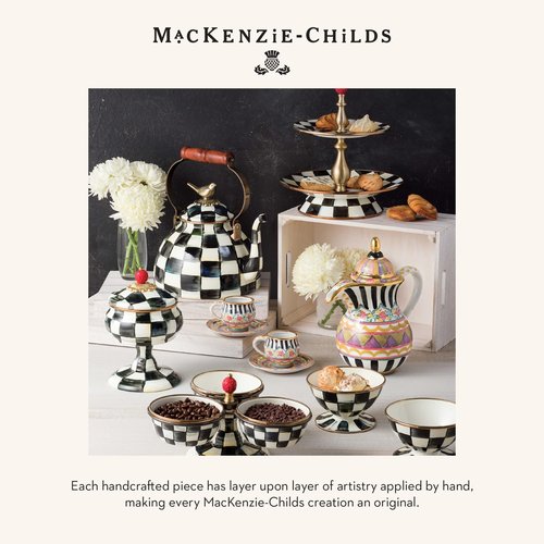 MACKENZIE-CHILDS Slotted Kitchen Spatula, Silicone Spatula for Cooking, Black-and-White Courtly Check