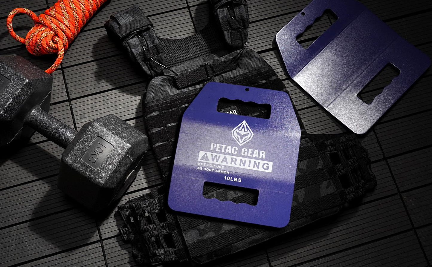 PETAC GEAR Curved/Straight Weights Plates For Weighted Vest For Men Workout,5/10/15/20 LBS Weight Strength Training Vests Equipment Workout Gear (Curved, 10LB*2)