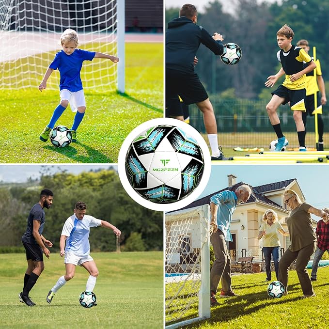Youth Soccer Ball Size 4, Kids Outdoor Play Game Training Practice Soccer Ball for Teen Boy Girl Indoor Outdoor with 1 Pump 1 Net Bag and 1 Gift Box