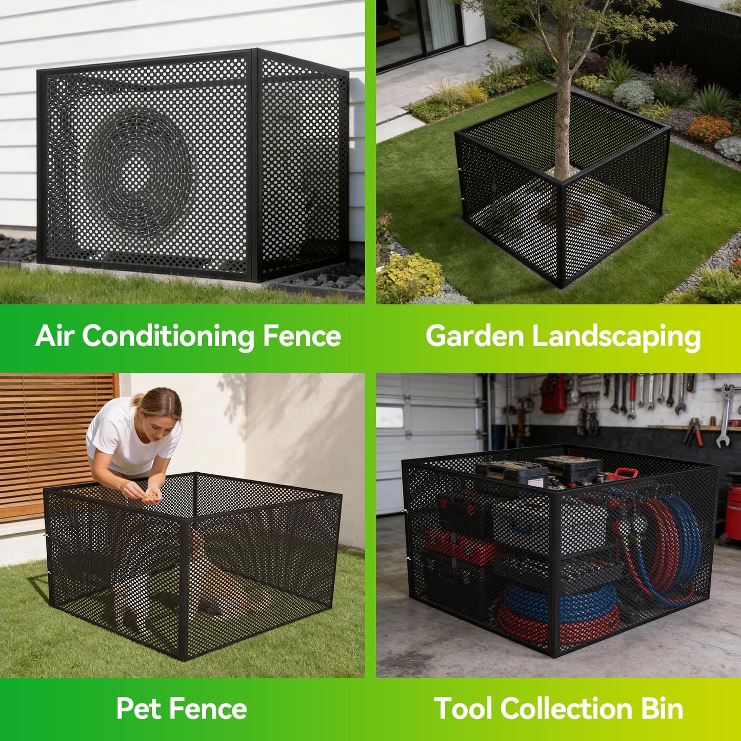 Compost Bin Outdoor with Lid - Large 93/130 Gal Composter 2-in-1 Design, Heavy-Duty Galvanized Steel Perforated Sheet with Rust-Proof Coating, Versatile Outdoor Fence, for Garden, Yard & Kitchen Waste
