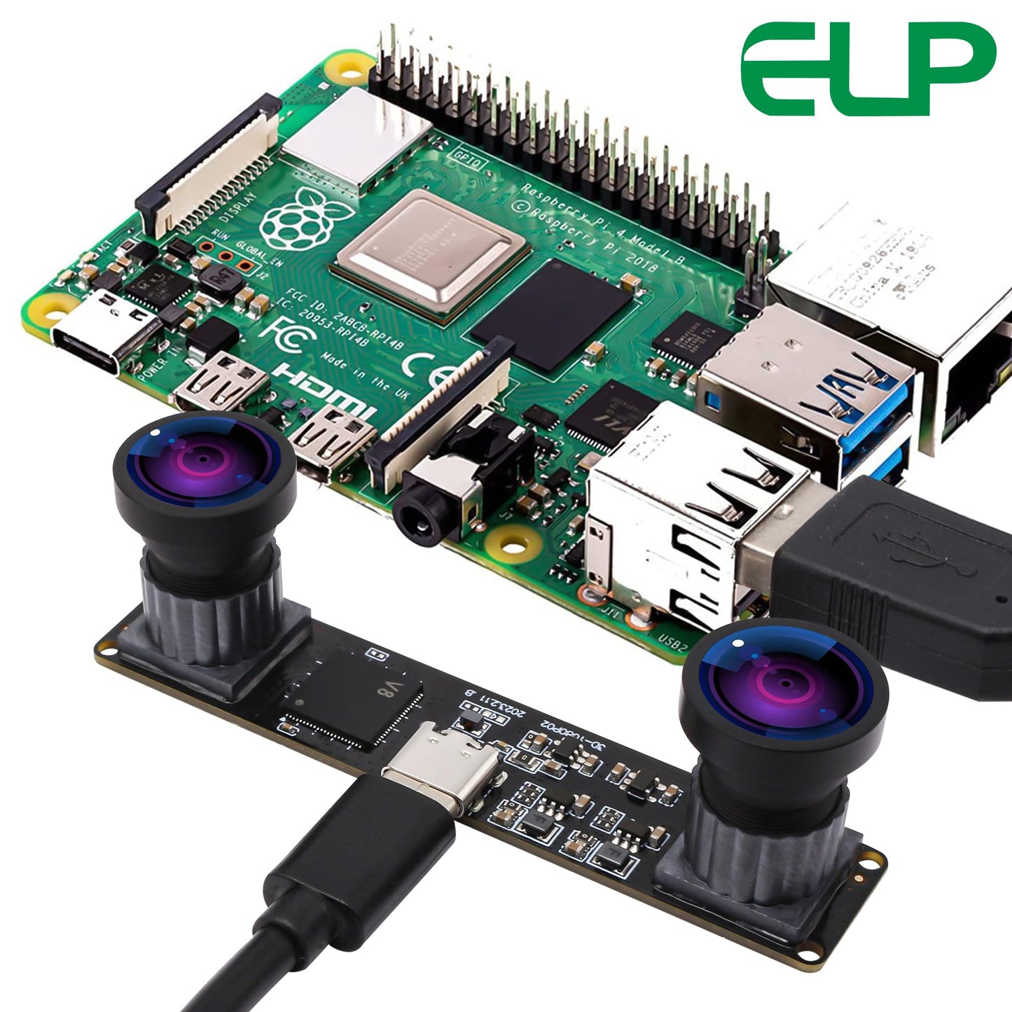 ELP 4MP Dual Lens USB Camera - Wide Angle, 1080P 60fps, Lightburn, Mini UVC USB2.0 Laser Engraver Camera Module for Computer & Raspberry Pi