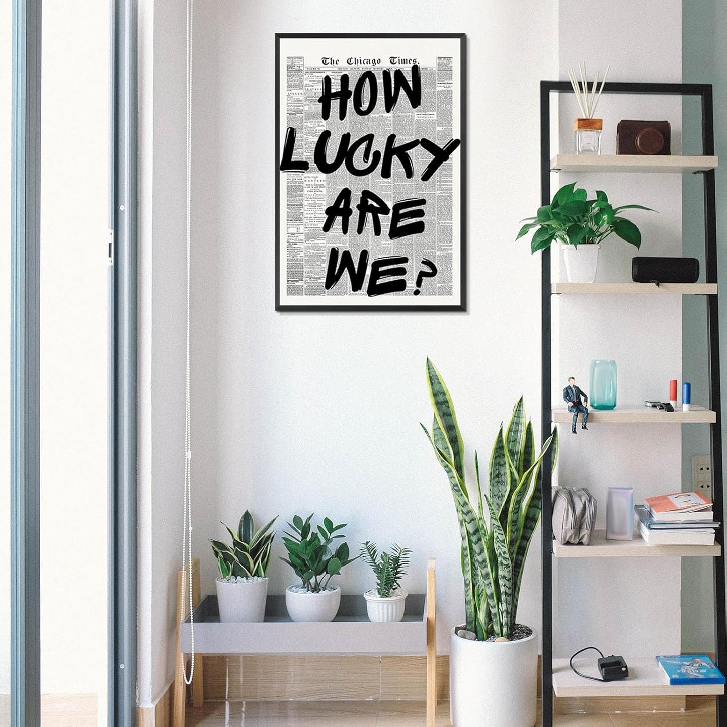 Skiennix Retro Black And White Newspaper Poster - Positive Affirming Quote Canvas Wall Art | 12x16in Unframed