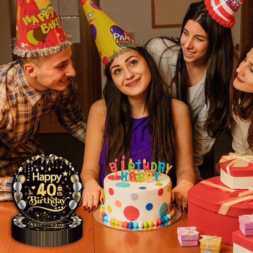 EVYIENEN 50Pcs 40th Birthday Party Paper Plates,7inch Disposable Black and Gold Dessert Party Plates Party Decorations for Men Woman 40th Happy Birthday Wedding Party Supplies
