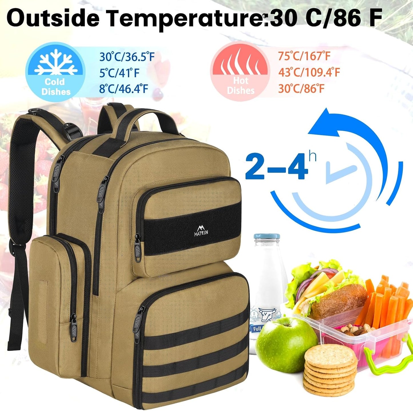 Backpack 15.6 Inch Backpack Daypack MATEIN Lunch for Men, Travel Laptop Insulated Cooler Bag Lunch box Rucksack, Extra