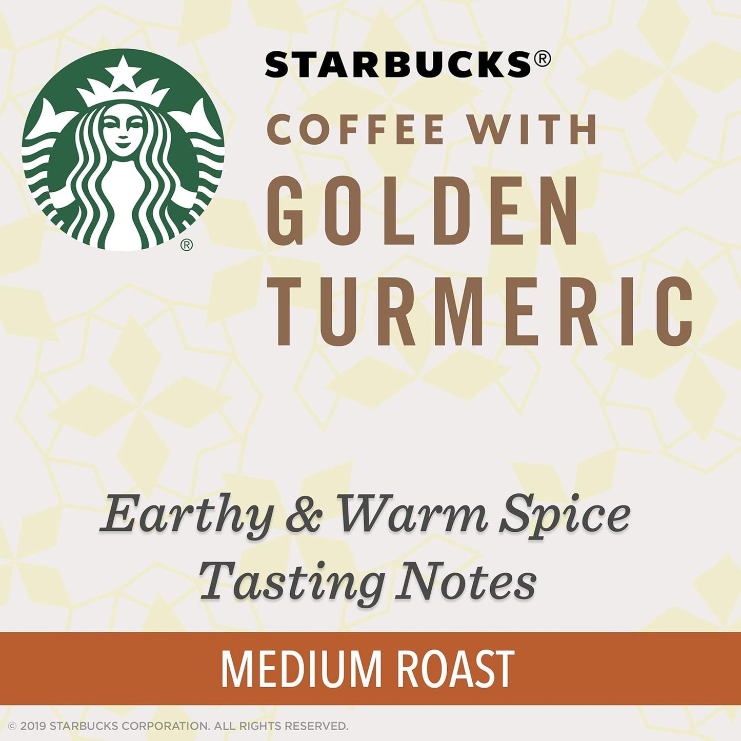 Starbucks Medium Roast K-Cup Coffee Pods - Golden Turmeric Flavor | 4 Boxes (48 Pods Total)