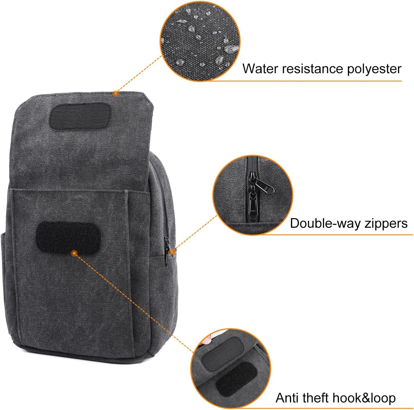 TULLIO Small Camera Bag, Lightweight Camera Sling Bag Waterproof DSLR/Mirrorless Crossbody Case with Rain Cover