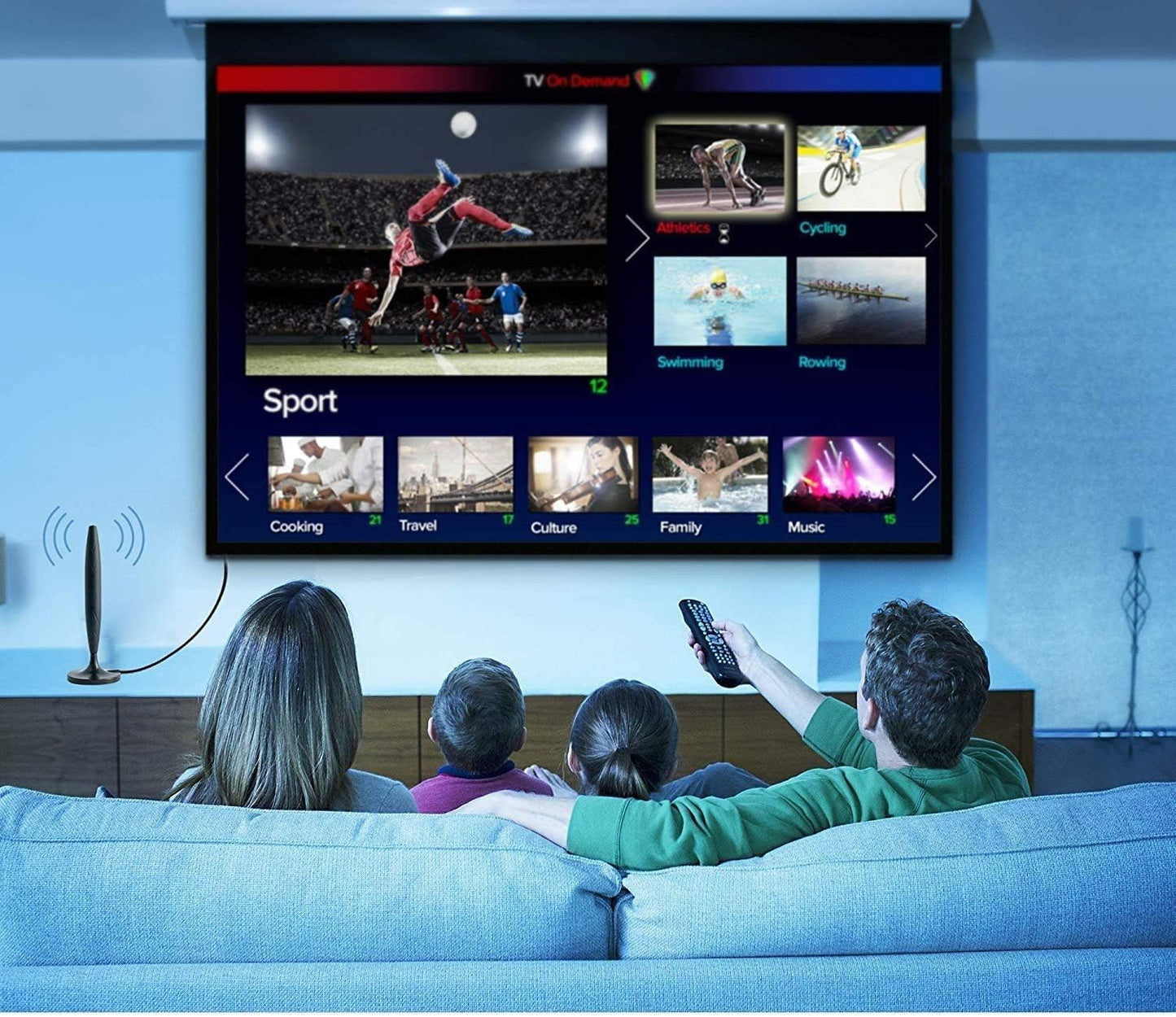 Merajab 9.8f TV Antenna for Digital Indoor-HD High Definition Television Smart Signal Strength Amplifier Premium Power