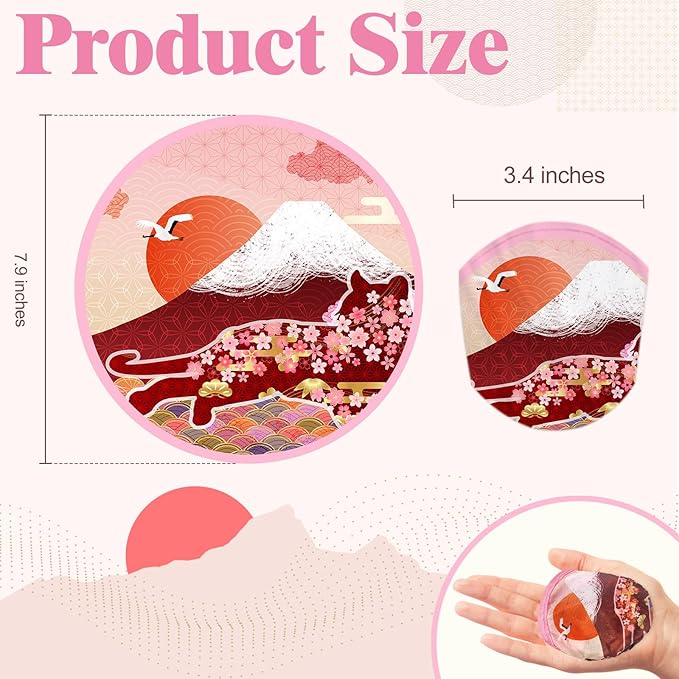 Mototo Foldable Flying Disc Fans, 30PCS Japanese Foldable Disc Fan 8 Inch Pop up Round Collapsible Hand Fan Bulk with Pouch for Women Purse Travel Beach Game Wedding Party Favor Decoration, 6 Style