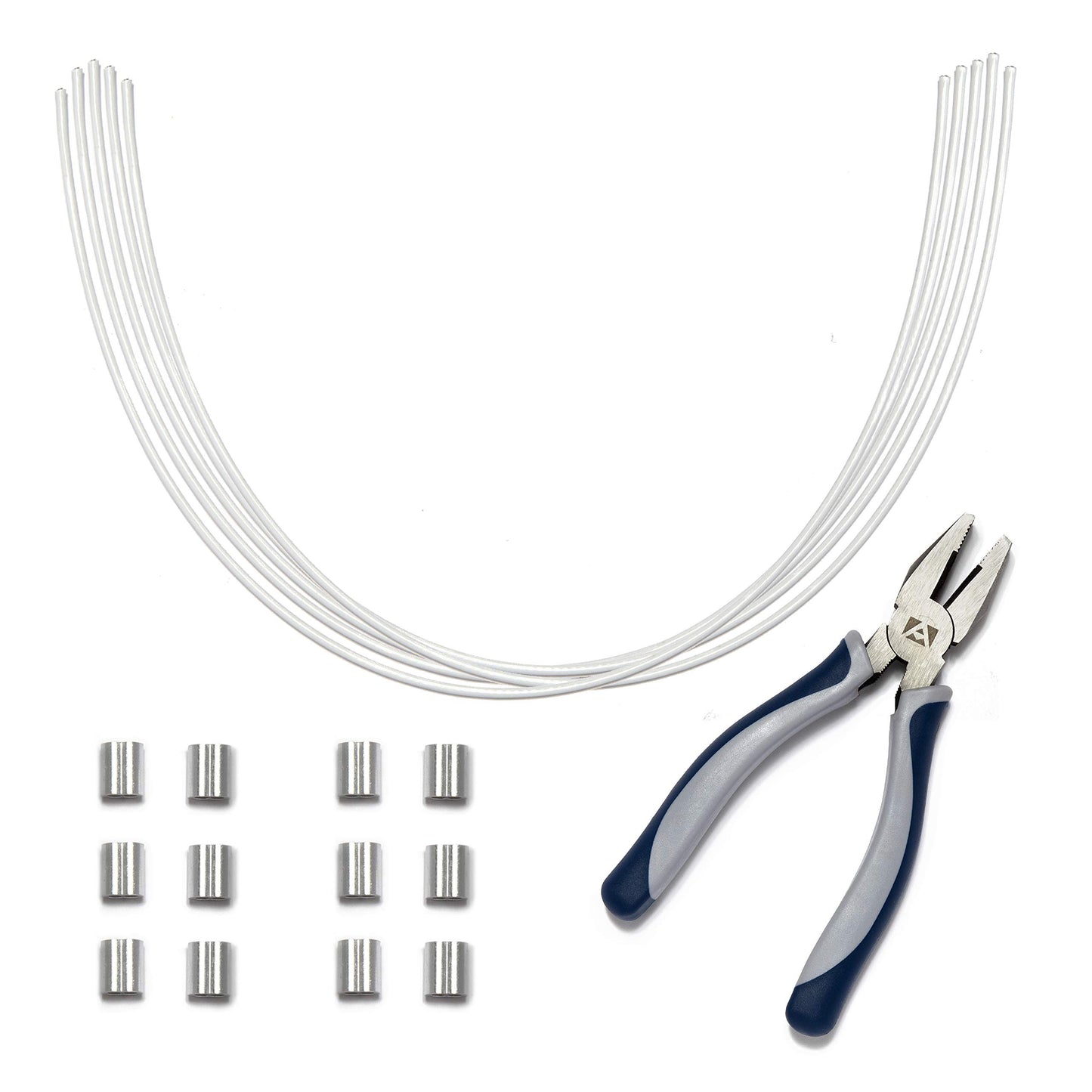 TetherTies Cable Organization, DIY Tether Kit - Customizable Cable Tethers for Computers, Adapters & Dongles - Easy Self Installation Tether Cables with Free Crimping Tool (White 60 Pk, 12 inch)