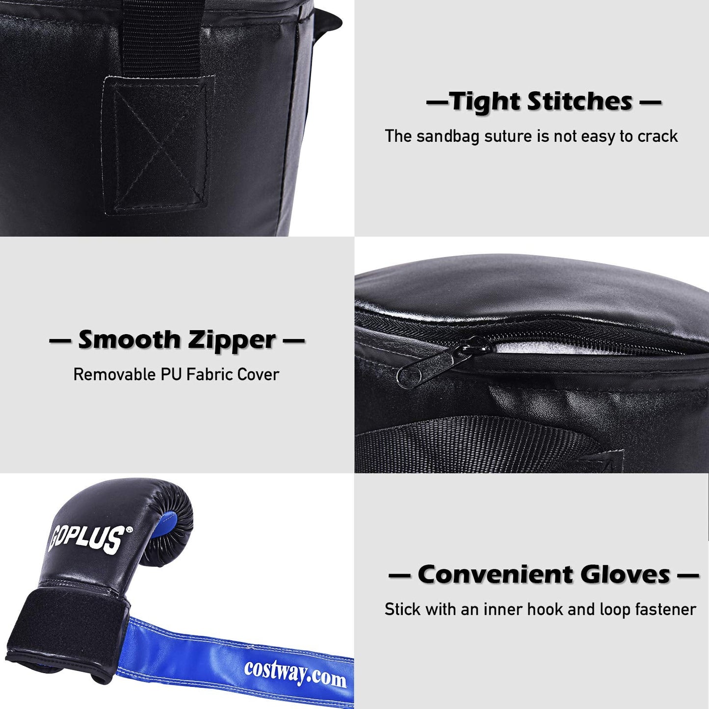 Goplus Punching Bag Set with Gloves, 22LBS/ 40LBS Filled Kick Boxing Bag, Rucksack, Jump Rope, Firm Hook, Heavy Bag for Adults MMA Training, Muay Thai, Krav MAGA, Taekwondo, Karate