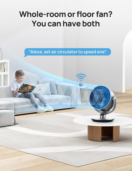 Dreo 16 Inch Quiet Smart Fan - 25dB Oscillating DC Room Fan with Remote & Voice Control | Silver