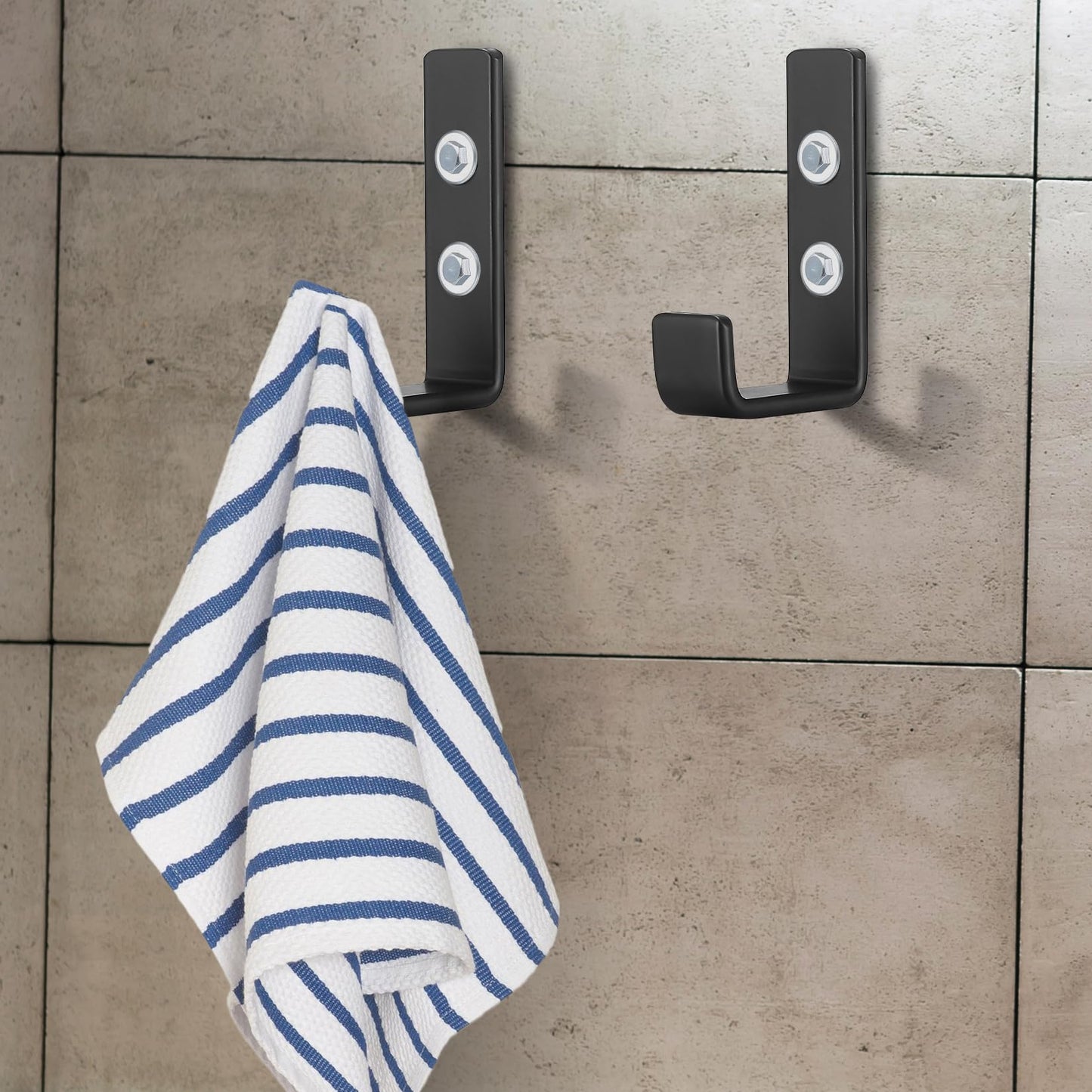 qiwuhai Heavy Duty Garage Hooks for Hanging, 2pcs Black Garage Storage Wall Mount J Hook Heavy Duty, J Utility Hooks for Extension Cord Tool Cable, Clothes, Keys Hook (2Pcs)