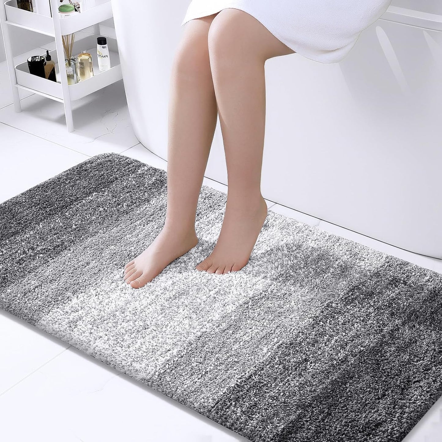 OLANLY Large Bathroom Rug Mat - Extra Soft Microfiber, Quick Dry & Machine Washable | 40x24, Grey