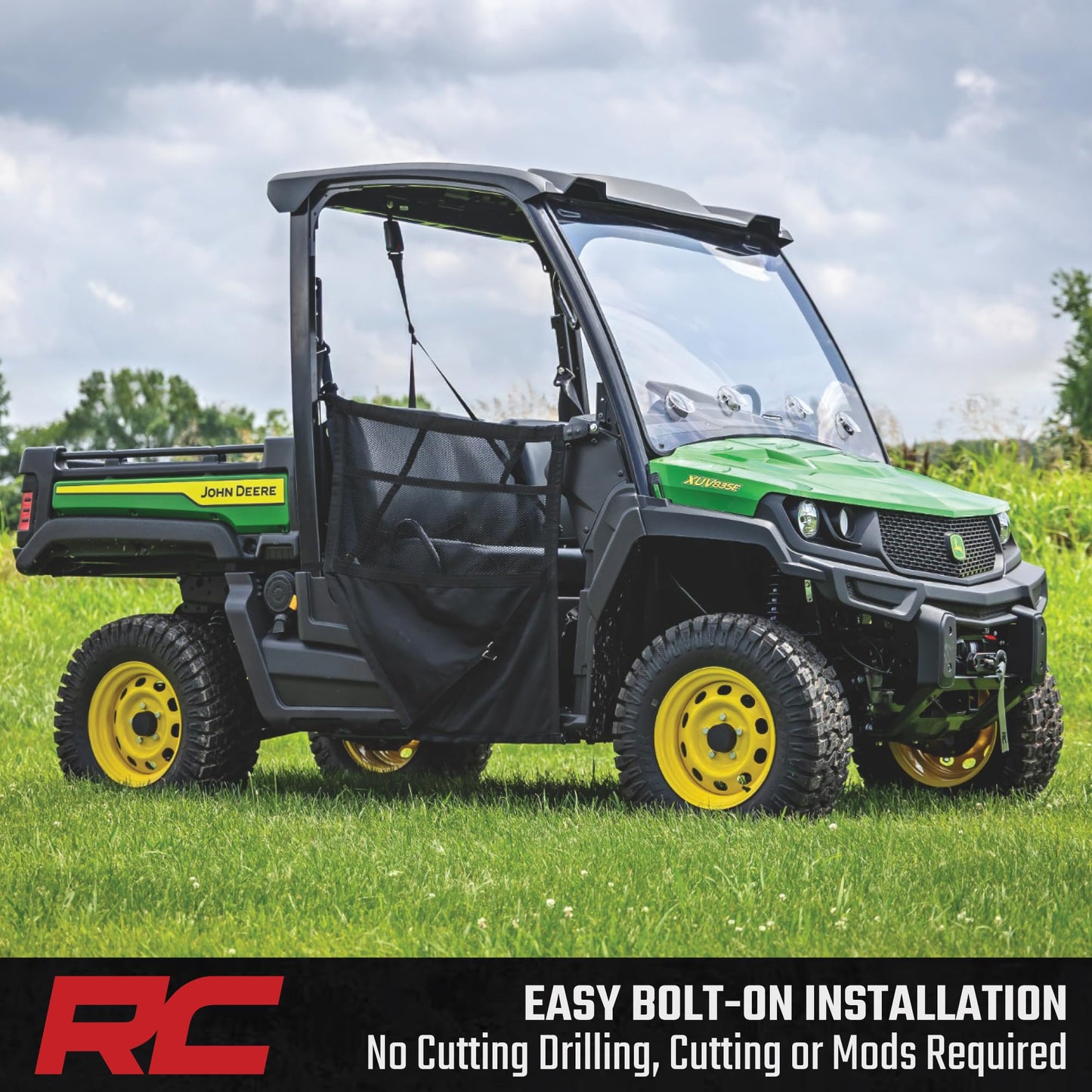 Rough Country 6,500 LB Winch Kit for John Deere Gator XUV 835E - Heavy Duty Mount, Pro Series UTV Winch with 50' Synthetic Rope, Bolt-On Upgrade