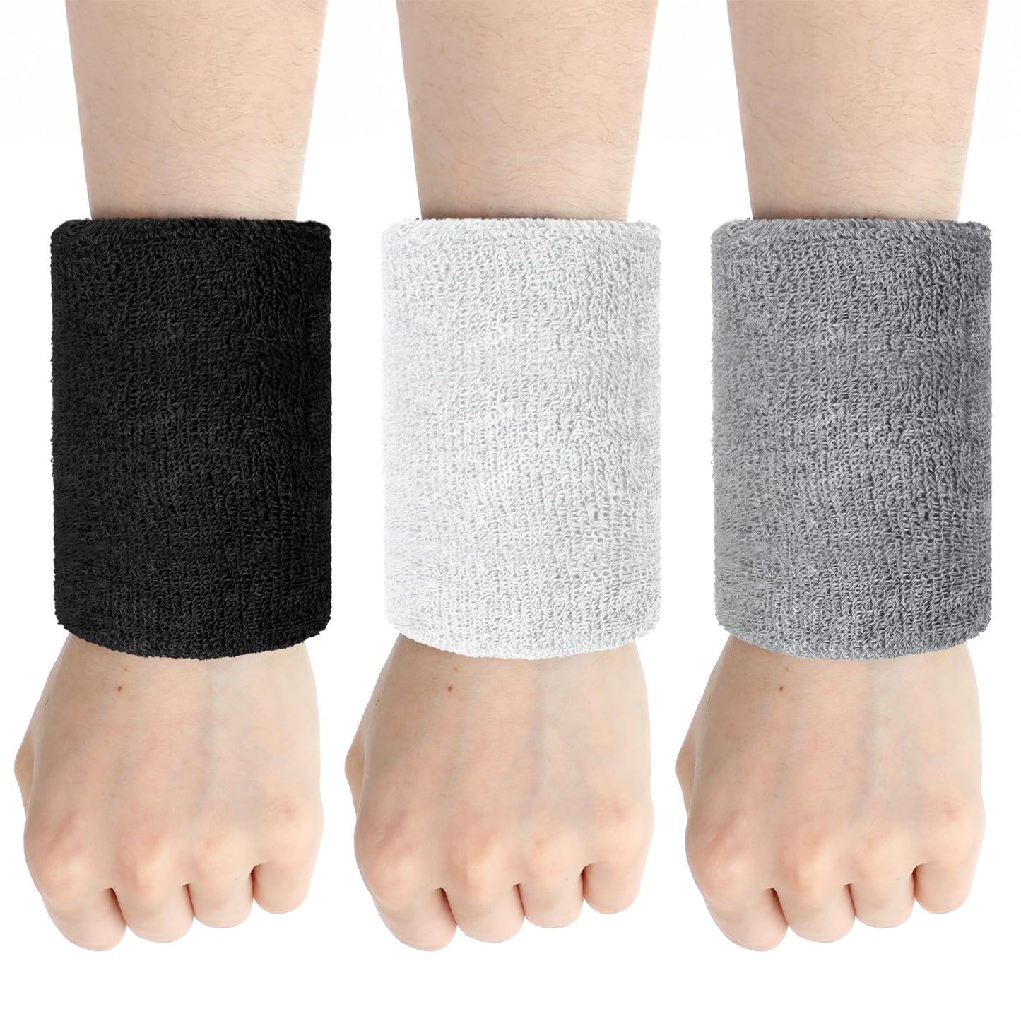 6 Pack Cotton Elastic Wrist Sweatbands for Men Women 4 Inch Gymnastics Wristbands Absorbent Breathable Sports Wristband for Tennis Running Gym Football Hiking Cycling