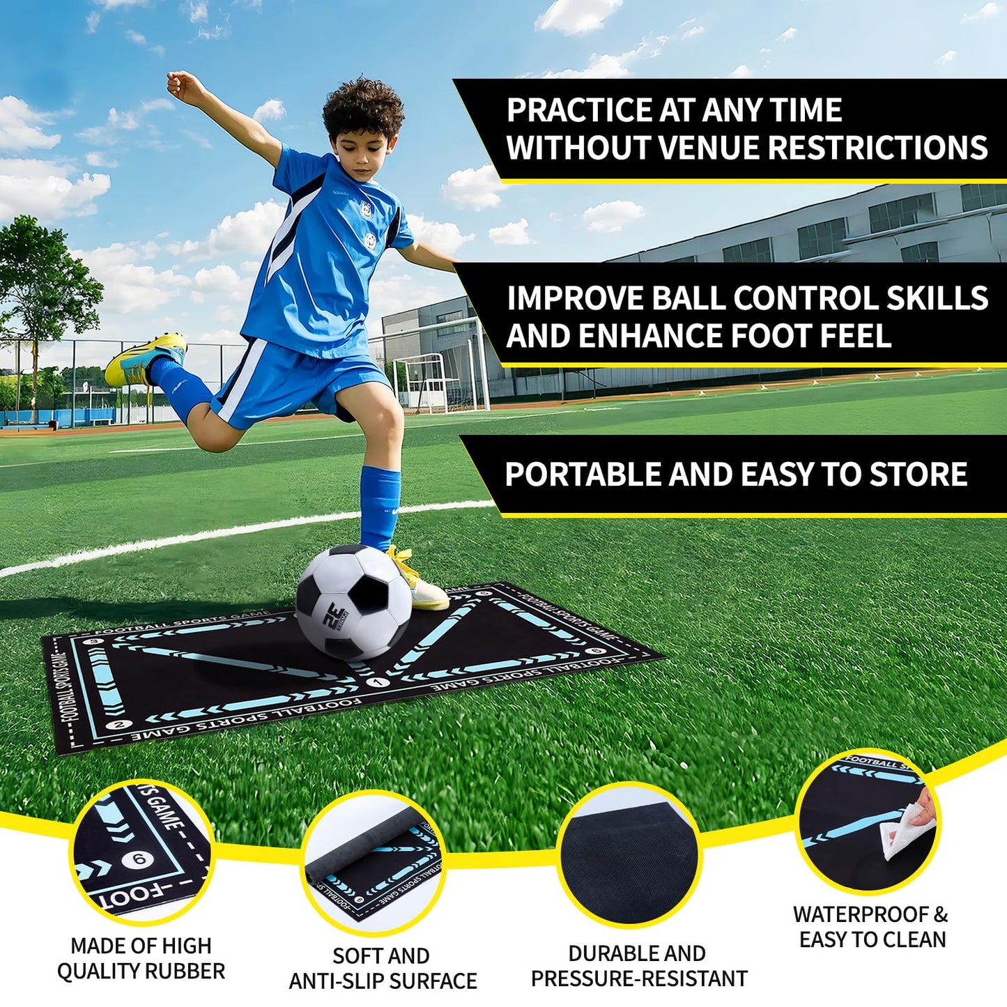 2 Set Kids Soccer Goals for Backyard with Training Equipment, 5×3 Portable Foldable Practice Nets with Ball, Dice & Mat, Cones, Air Pump and Carry Bag for Toddler Youth Outdoor Sports Game