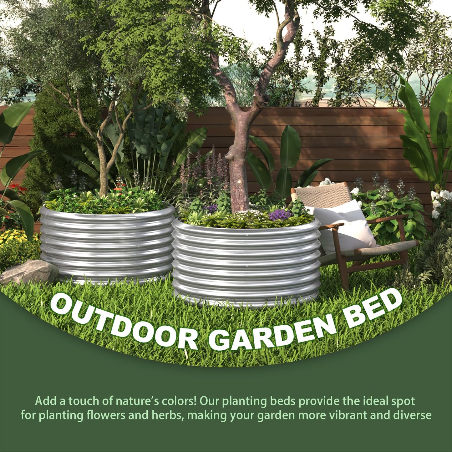 Mostmahes 4 Pack Tall 2x2x2ft Round Galvanized Raised Garden Bed Outdoor, Metal Garden Bed for Vegetables, Above Ground Garden Box for Flower, Steel Raised Beds for Gardening