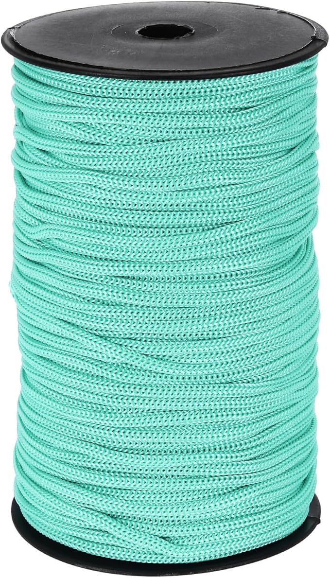 MECCANIXITY 3/16 Inch Polypropylene Rope Braided Ropes, 328ft Nylon Rope Hollow Utility Cord for Clothesline, Camping, Hiking, Outdoor, Light Blue
