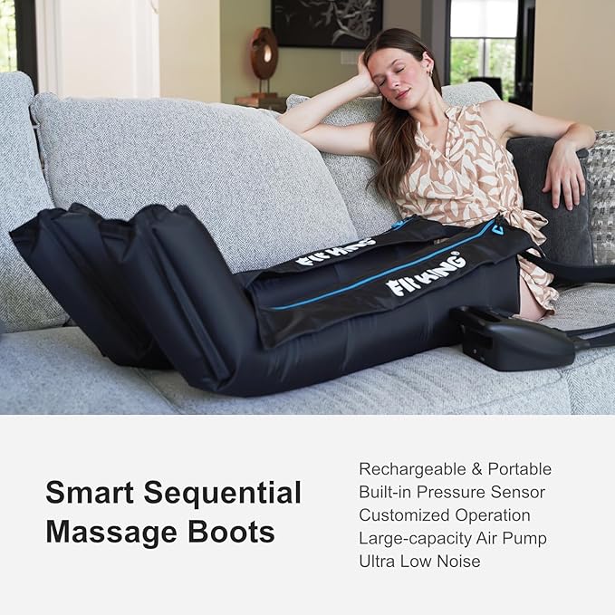 FIT KING Air Compression Recovery System, Cordless Full Leg Massager with Dynamic Pressure, Reduces Muscle Pain and Improves Circulation, Fast Recovery for Athletes (Medium)