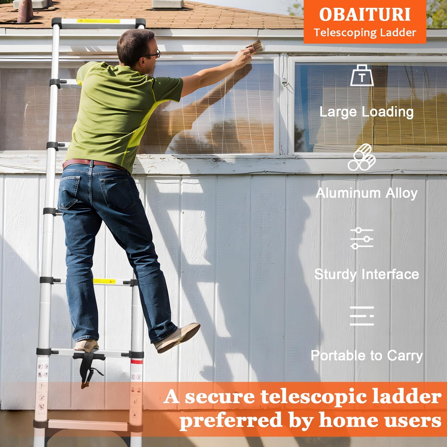 Telescoping Ladder 23.3FT Aluminum Lightweight Extension Ladder 330 Lbs Heavy Duty Non-Slip Feet Portable Folding Ladder Multi-Purpose Collapsible for Home RV Attic Outdoor Use (23.3 FT)