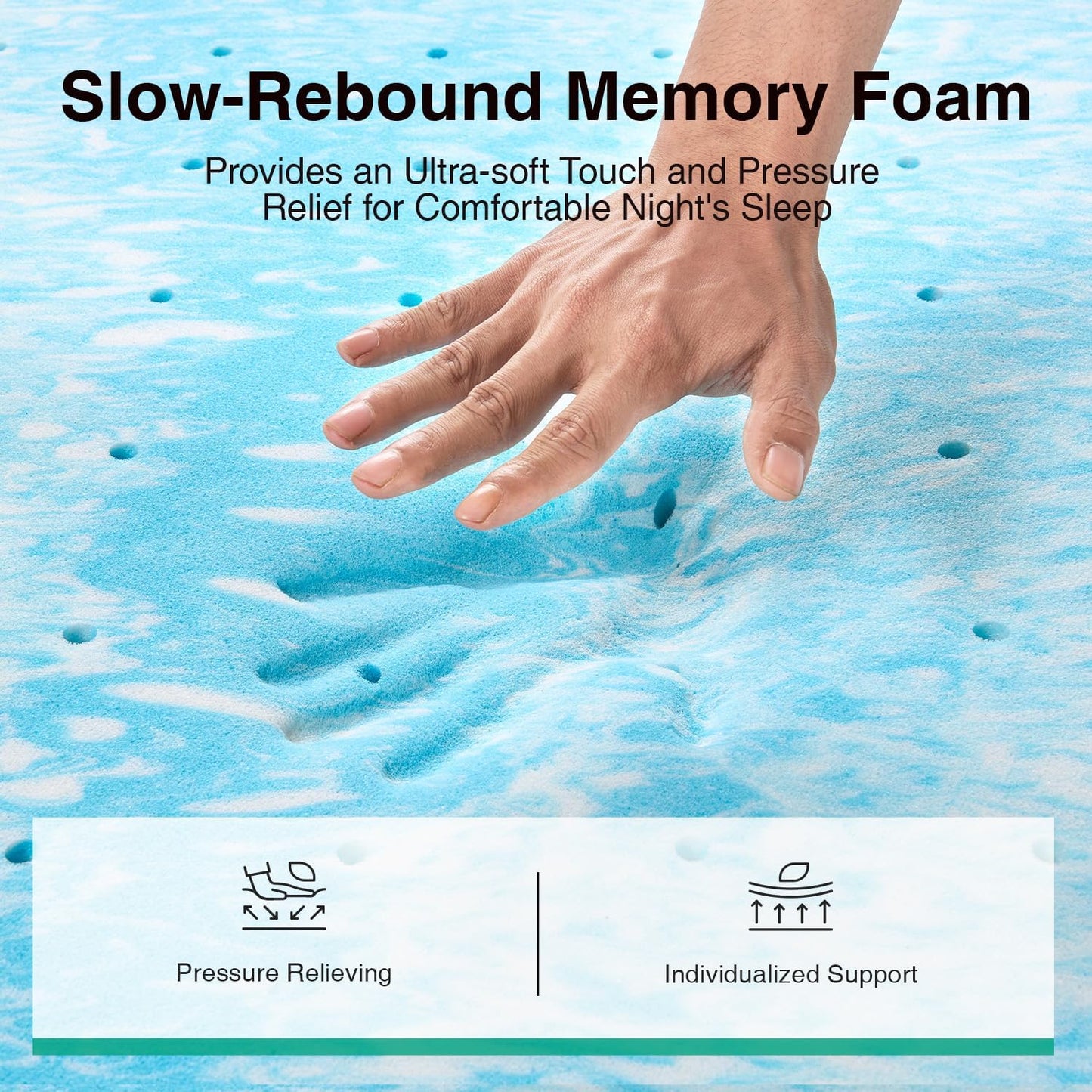 Novilla Queen Memory Foam Mattress Topper - 3 Inch Cooling Gel Infused for Pressure Relief & Comfort
