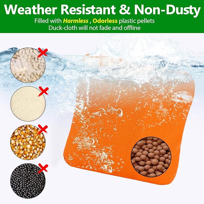 EunHo Cornhole Bags Set of 8 Regulation Size & Weight Corn Hole Bean Bags Official Professional All Weather for Tossing Game with Carry Case